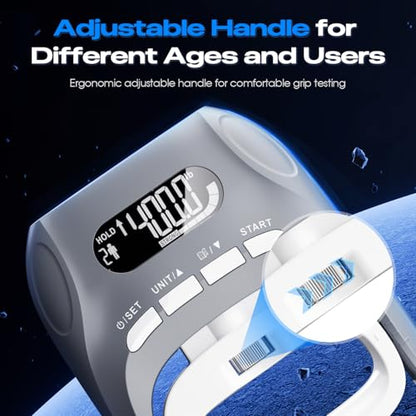 Electronic Grip Strength Tester With Adjustable Hand Gripper, Hand Dynamometer of 400lbs/180kg Tester Set with Digital Display – Precision Training for Rehab, Fitness, and Home Gym