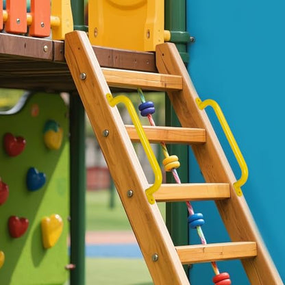 17‘’ Yellow Playground Handles Indoor Kids Monkey Bars Ladders 2Pcs | Heavy Duty Solid Metal, Vibrant Color Smooth Glossy Powder Coating, Comfy Secure Grips for Playset Swing Set Climbing Frame - color: Yellow - 2 Pack