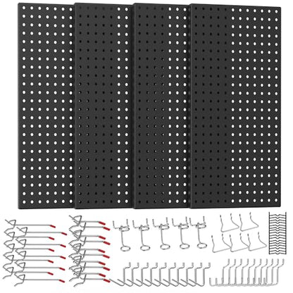 Ultrawall 4 Pack Metal Peg Board Panels with Hooks, Pegboard Wall Tool Organizer for Garage, 84pcs Peg Board with Accessories, 24"X12" - size: 4pack 24"X12"