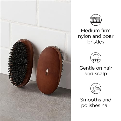 Diane Reinforced Boar Bristle Military Wave Brush for Men and Barbers – Medium Bristles for Thick and Curly Hair – Use for Detangling, Smoothing, Wave Styles, Restore Shine and Texture