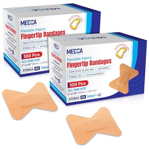 Flex Fabric Adhesive Bandages - Finger-Tip Bandages for Finger Care and to Protect Wounds from Infection - (200 Count)