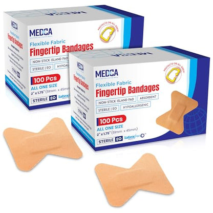 Flex Fabric Adhesive Bandages - Finger-Tip Bandages for Finger Care and to Protect Wounds from Infection - (200 Count)