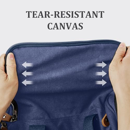 Gonex Canvas Duffle Bag for Travel 50L Expandable Duffel Weekend Overnight Bag men (Blue) - color: Blue, size: Large-50L (Without Shoe Compartment)