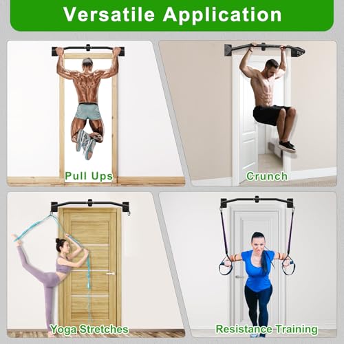 SELEWARE Heavy Duty Wall Mount Pull Up Bar, Joist Mount Chin Up Bar for Doorway, Sturdy Steel Construction, w/Resistance Band Hooks, Fits 32"/36" Wall Studs for Home Gym Strength Training - size: B: 32" x 1.3" Dia Grip