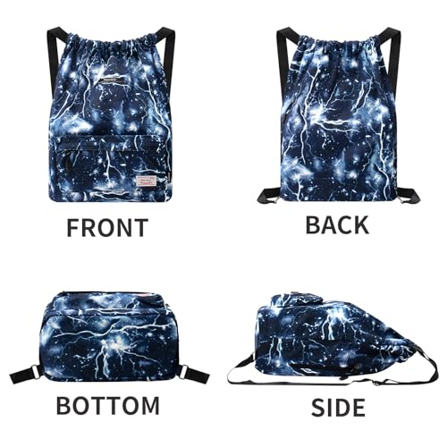 Peicees Waterproof Drawstring Sport Bag Lightweight Sackpack Backpack for Men and Women | Waterproof - color: X_lightning