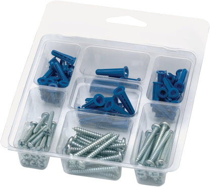 Rocky Mountain Goods 90 Piece Drywall Anchors and Screws Kit – Heavy Duty Assortment for Picture Hanging, Shelves, Curtain Rods, Mirrors – Includes See-Through Organizer Case