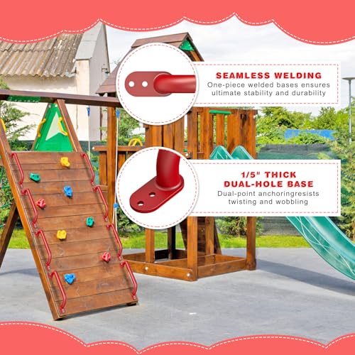 Dolibest 6 Pack 17-Inch Safety Handle, Heavy Duty Metal Safety Playground Handles, Indoor Monkey Bars, Playset Grab Handles for Kids Playhouse, Climbing Frame, Treehouse, Swing Set Accessories -Red - color: D:Red-17 Inch-6pcs