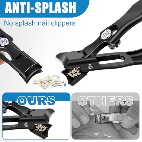 Toenail Clippers for Seniors Thick Toenails, Large Nail Clippers for Men Thick Nails with Catcher, Sharp Fingernail Clipper with Safety Lock Heavy Duty Slanted Nail Cutter Gifts for Men Women Adults - style: Black Slanted Nail Clippers Set