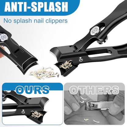 Toenail Clippers for Seniors Thick Toenails, Large Nail Clippers for Men Thick Nails with Catcher, Sharp Fingernail Clipper with Safety Lock Heavy Duty Slanted Nail Cutter Gifts for Men Women Adults - style: Black Slanted Nail Clippers Set