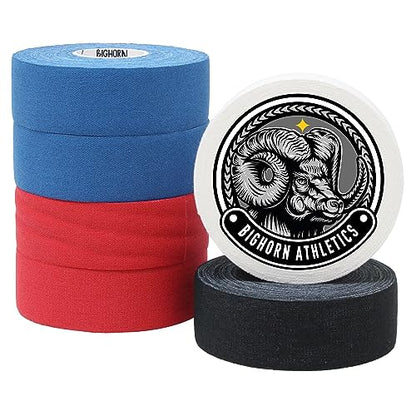 Bighorn Athletics Boxing Tape 1" × 45ft, 6 Rolls, Black, Blue, Red, White | Extra sticky 1" athletic tape for boxing & hand wrapping. Strong adhesive, EZ-tear. Protects knuckles, no residue on skin. - color: Black, Blue, Red, White