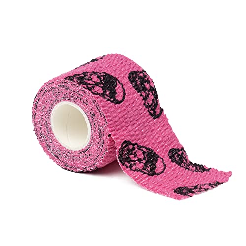 Gymreapers Hook Grip Weightlifting Tape (3 Pack) Premium Adhesive Thumb Skull Tape for Finger Protection, Powerlifting, Exercise & Cross Training - Athletic Sweat Proof Tape - color: Pink