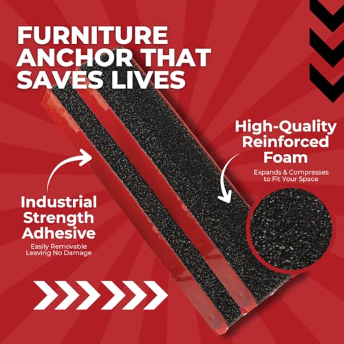 Adhesive Furniture Anchor, No-Drill, Aesthetic & Invisible Once Installed, Anti-Tip Furniture Safety Anchor to Childproof and Babyproof Your Home, Holds Up to 300 Pounds, 2-Pack - size: Furniture Anchor