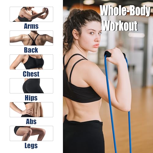 [2 Pack] Resistance Bands for Fitness with Soft Handles, Skin-Friendly Natural Latex Elastic Loop,10-12 Pound Tension, Long and Short Stretch, Fitness Exercise and Workout for Men and Women