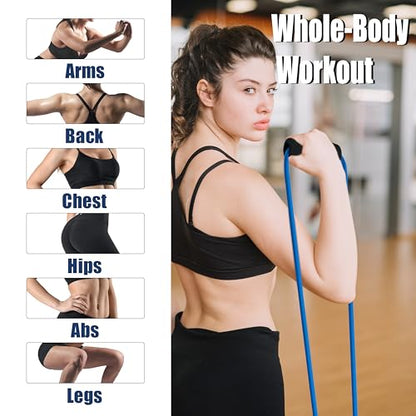 [2 Pack] Resistance Bands for Fitness with Soft Handles, Skin-Friendly Natural Latex Elastic Loop,10-12 Pound Tension, Long and Short Stretch, Fitness Exercise and Workout for Men and Women
