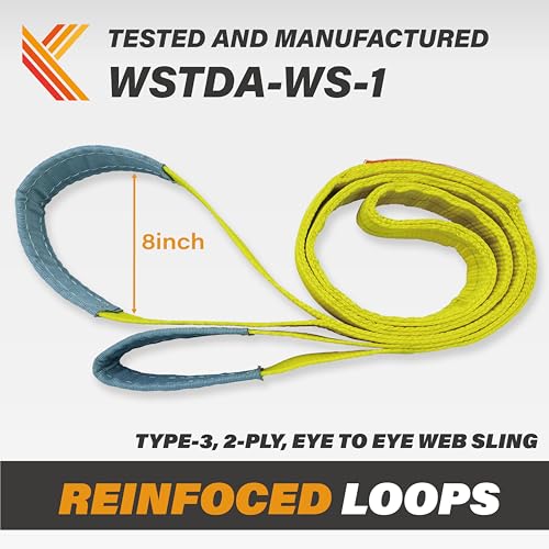 2-Ply Lifting Sling Straps 2”x 10ft - 6200lbs Vertical Capacity Heavy Duty Flat Eye Lift Sling, for Rigging Moving Towing Hoisting -2Pack - Kodiak Straps - color: 2 PACK, size: 2inch x 10ft