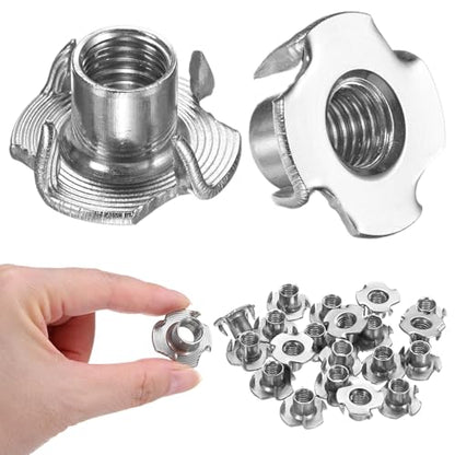 M METERXITY 20-Pack M10x13mm T-nut, 4-Pronged Tee Nut Threaded Insert | Stainless Steel, for Wood, Rock Climbing Holds, Furniture, Corrosion Resistant Fasteners - size: M10x13mm