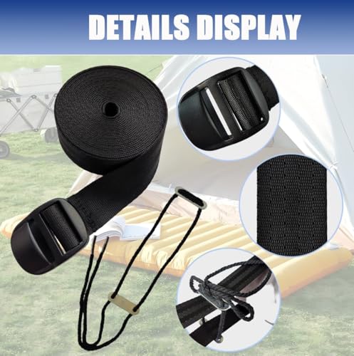 2PCS Universal Camping Mattress Coupling Sleeping Pad Repair Kit for Outdoor Adventures, 10.5ft Long Bed Connector Strap with Adjustable Buckle