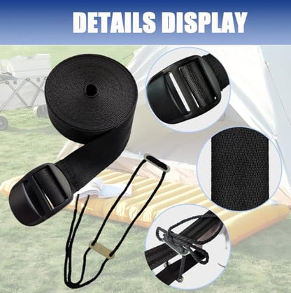 2PCS Universal Camping Mattress Coupling Sleeping Pad Repair Kit for Outdoor Adventures, 10.5ft Long Bed Connector Strap with Adjustable Buckle