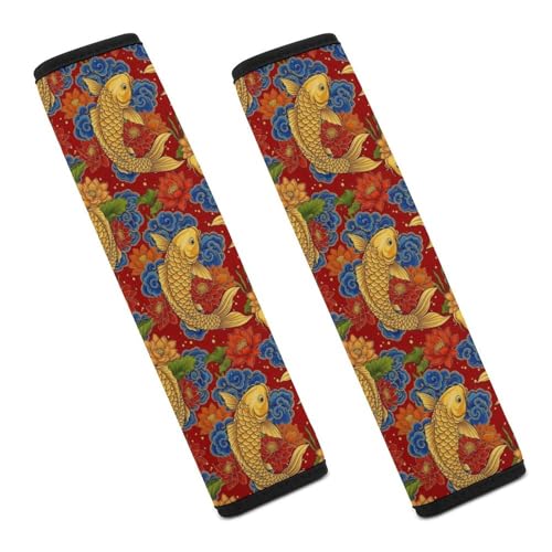2 Pack Fish Animal Red Car Seat Straps Shoulder Pads Breathable Shoulder Protector for Elderly Support, Most Cars, Pressure Relief - color: Pattern 10