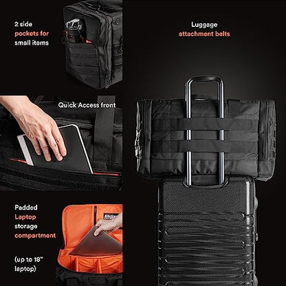 Fitdom 22" Sneaker Bag for Travel, TSA Carry-On Size Approved | Personal Sports Equipment, Soccer, Basketball and more, Multi-functional Duffle, 3 Adjustable Padded Dividers, Shoulder Strap