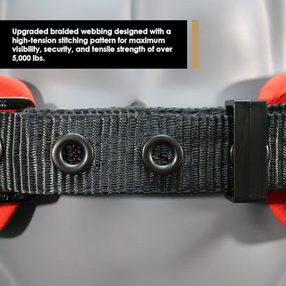 AFP Heavy-Duty 2 D-Ring Waist Body Belt w/Tongue Buckle Premium Stitching (OSHA/ANSI PPE) - color: Red & Black, size: 3X-Large