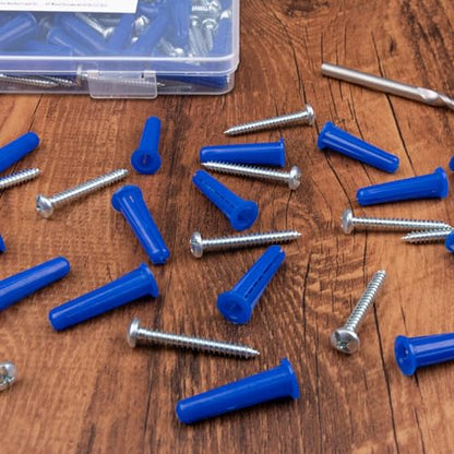 #12-16 Wall Anchors and Screws Kit, 134 PCs Drywall Anchors for Drywall Brick Masonry Stucco Concrete, 67 Plastic Concrete Anchors and 67 Wood Screws, Drywall Anchors for Picture, Curtain Rod - style: 134 PCs