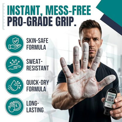 Liquid Chalk for Gym – Gym Chalk Liquid with Stronger Grip, Zero Slip, Dries in Seconds – Mess-Free Weightlifting Chalk for Crossfit, Rock Climbing & Gymnastics – Multiple - size: 50 ml (4 Pack)