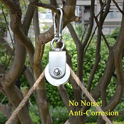 Pulley Wheel Heavy Duty Single Wheel Swivel Pulley Block Duplex Bearing 304 Stainless Steel 360 Degree Rotation Smooth Loading 800 Kg for Material Handling and Moving Lifting - size: 137mm