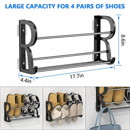 Wall Shoe Rack for RV Shoe Storage, 3 Pack Wall Mounted Shoe Rack with Sticky Hanging Mounts for Camper Small Space Shoe Holder for Door Shoes Organization Shelf No Drilling - style: 3 Pack