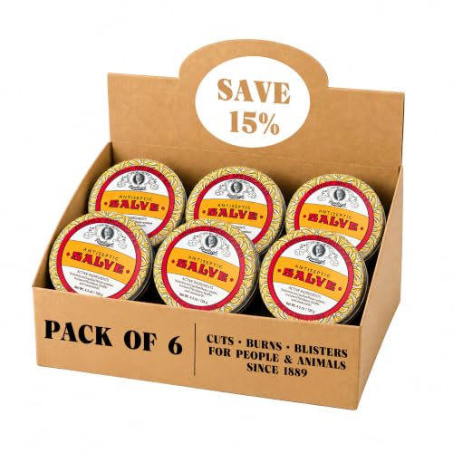 Rawleigh Antiseptic Salve Iconic Yellow Big Tin: 4.5 oz, (Pack of 6) | Soothing Relief for Cuts, Burns, Blisters & Chapped Skin | for People & Animals | Made in USA | Century-Old Formula. - size: 4.5 Ounce (Pack of 6)