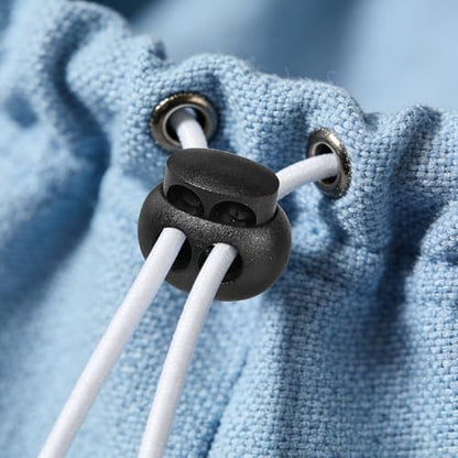 30 Pcs Black Plastic Spring Cord Lock Toggle Stopper, Double Hole Drawstring Cord Lock Fastener for Hoodies, Paracord, Shoelaces, Elastic Ropes and Bags