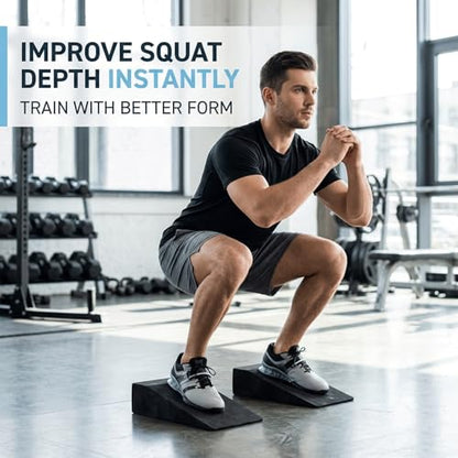 Squat Wedge Block for Heel Elevated Squat Weightlifting Calf Stretcher Slant Board for Mobility Balance and Strength Performance Pack of 2