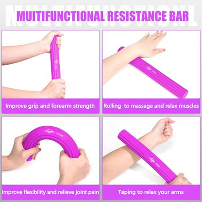 DICYWUDI Flex Therapy Bar and Grip Strength Trainers set, Physical Therapy & Resistance Bar for Golfers Elbow, Tendinitis, Wrist,Forearms Pain, Improve Grip Strength and Relieve Pain - color: Blue/Purple/Green/Orange