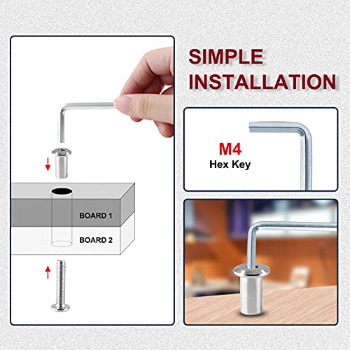 10 Pair(20 Piece) M6x25mm Hex Drive Socket Cap Bolt with Allen Wrench, Silver Furniture Connector Bolts M6 Countersunk Screw Barrel Nuts Binding Screws for Crib Replacement Belt Cabinet | Allen Wrench Included, Countersunk Screw Barrel Nuts, Binding Screw