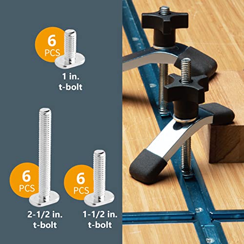 POWERTEC 71173 T Track Knob Kit, 1/4-20 Threaded Bolts and Washers, 46 Piece Set, T Track Bolts, T Track Accessories for Woodworking Jigs and Fixtures - size: 1/4"-20, style: 46 pcs