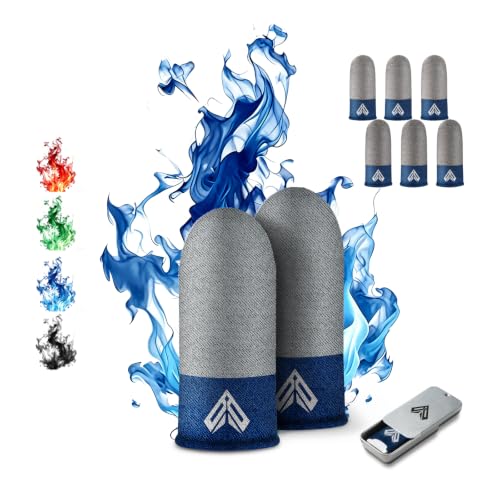 6PCS Gaming Finger Sleeves. 0.29MM Silver Fiber, Anti Sweat, Extremely Thin,Breathable Touchscreen dedales Gamer Finger Cover Thumb Sleeve Fit Phone Game Tablet Devices. (Blue) - color: Blue
