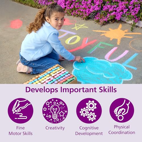 Colorations Jumbo Washable Chalk, Set of 126, Each Piece 4" x 1" | Bulk Outdoor Play Supplies, Non-Toxic, Ages 4+, Classroom Must Haves, Party Favors - style: 126 Pieces