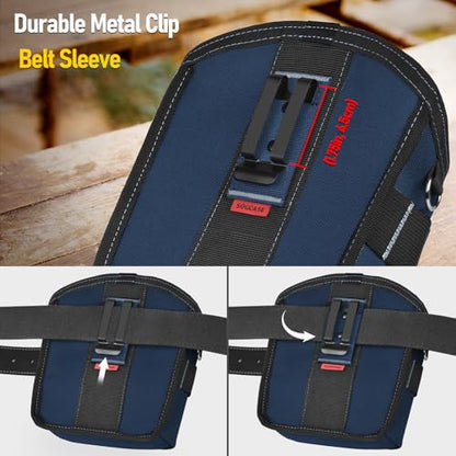 Tool Pouch Nails Screws Bag with Belt Clip (XL, Blue) - color: Blue