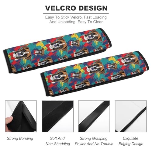 Universal Fit Cute Boxer Dog Car Seat Belt Pad for Elderly Support, Stroller Pushchair High Chair, 1 Pair Shoulder Harness Cover Neck and Shoulder Support - color: Pattern 1186
