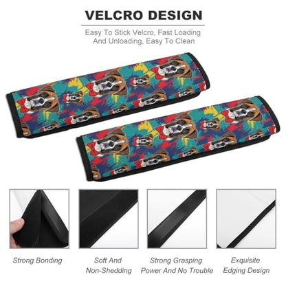 Universal Fit Cute Boxer Dog Car Seat Belt Pad for Elderly Support, Stroller Pushchair High Chair, 1 Pair Shoulder Harness Cover Neck and Shoulder Support - color: Pattern 1186