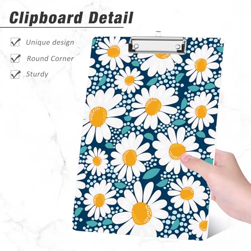 Rimilak Wood Clipboard, 8.5x11 Hardboard Clip Board, Daisy Flower | Fun Design, Cute Custom Pattern, 9 x 12.5 in Letter Size for Classroom, Teachers, Kid, Woman, School & Office Supply - color: Daisy Flower