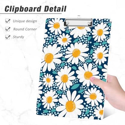 Rimilak Wood Clipboard, 8.5x11 Hardboard Clip Board, Daisy Flower | Fun Design, Cute Custom Pattern, 9 x 12.5 in Letter Size for Classroom, Teachers, Kid, Woman, School & Office Supply - color: Daisy Flower
