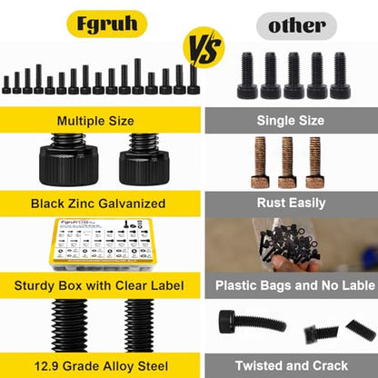 1760PCS Metric Screw Assortment Kit,M2 M3 M4 M5 Screws Set, Hex Socket Head Cap Bolts Nuts and Washers Kit for 3D Printing DIY, Grade 12.9 Alloy Steel, Black Zinc Plated - size: M2M3M4M5 1760pcs