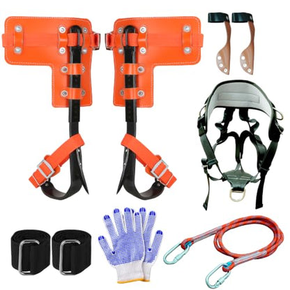 Tree Climbing Spikes Set,Tree Climbing Gear, 1 Pair Alloy Steel Climbing Spurs,350lbs Load Capacity, Arborist Equipment for Climbers, Fruit Picking and Lumberjack - color: Orange Climbing Spikes Set C