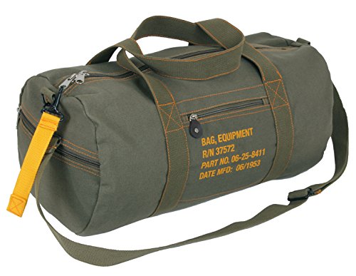 Rothco Canvas Equipment Bag, Heavyweight Cotton Carryall | Vintage-Inspired Duffle, Zippered Compartments, Adjustable Shoulder Strap, Ideal for Storage, Gym & Travel - color: Olive Drab, size: 19 Inches