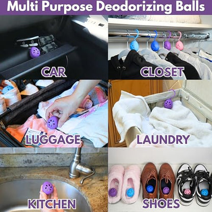 Air Jungles Shoe Deodorizer Balls 6 Ct, Lavender Scent | Odor Remover Balls for Sneakers, Gym Bags, Lockers, Closets, Hampers, and Drawers, Essential Oil Provides Natural Freshness - size: 6 Count (Pack of 1)