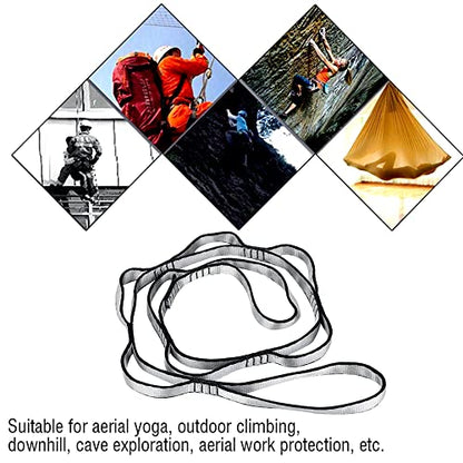 2Pcs 22KN Strong Climbing Strap Daisy Chain Nylon Daisy Chain Adjustable Strap Rope ，Length 110/150/180cmYoga Extend Belt - color: Grey, size: 1.1m