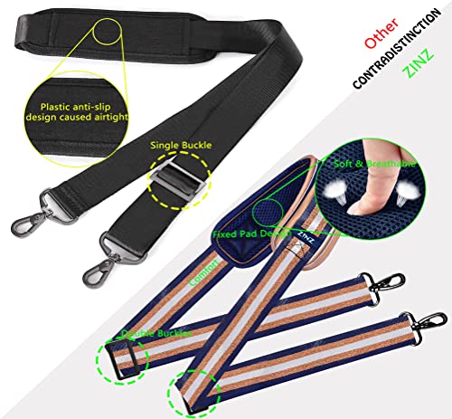 ZINZ Bag Shoulder Strap, Padded Adjustable Shoulder Strap Replacement - color: Blue Gold, size: 57"
