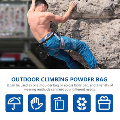 LALAFINA Black Climbing Chalk Bag with Oxford Cloth and Polar Fleece Material, Prevents Chalk Overflow and Loss, Portable Storage Bag for Bouldering and Climbing
