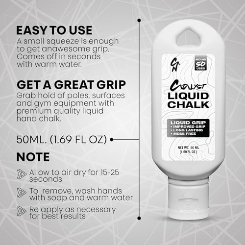 Liquid Chalk for Weightlifting – Gym & Climbing Chalk, Quick Dry Grip Enhancer, Mess-Free & Sweat-Resistant, Long Lasting Chalk for Gymnastics, Crossfit, Pole Fitness & Lifting